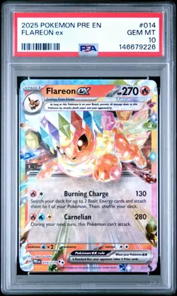 2025 POKEMON PRE EN-PRISMATIC EVOLUTIONS #014 FLAREON EX PSA 10 - Image 1