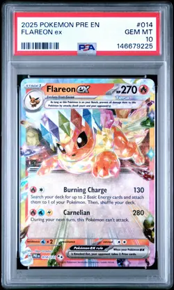 2025 POKEMON PRE EN-PRISMATIC EVOLUTIONS #014 FLAREON EX PSA 10 - Image 1