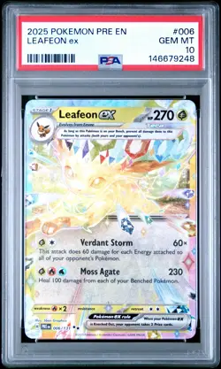 2025 POKEMON PRE EN-PRISMATIC EVOLUTIONS #006 LEAFEON EX PSA 10 - Image 1