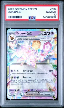 2025 POKEMON PRE EN-PRISMATIC EVOLUTIONS #034 ESPEON EX PSA 10 - Image 1