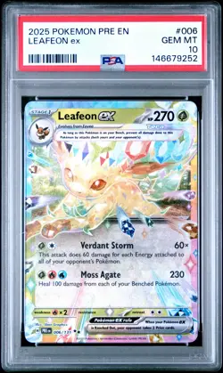 2025 POKEMON PRE EN-PRISMATIC EVOLUTIONS #006 LEAFEON EX PSA 10 - Image 1