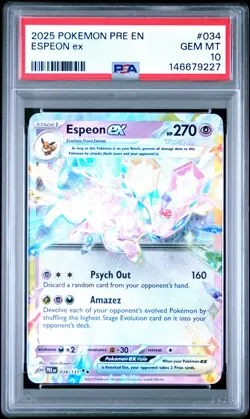 2025 POKEMON PRE EN-PRISMATIC EVOLUTIONS #034 ESPEON EX PSA 10 - Image 1