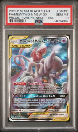 2019 POKEMON SM BLACK STAR PROMO #SM191 FA/MEWTWO & MEW GX PROMO - Image 1