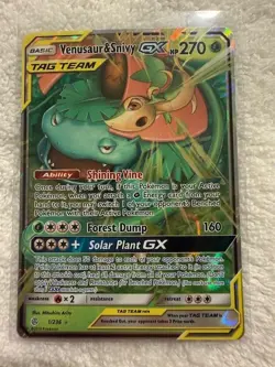 2019 Pokemon SM Cosmic Eclipse Venusaur Snivy Tag Team GX Holo #1/236 - Image 1
