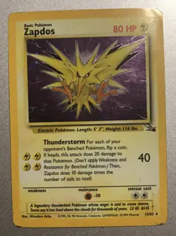 Pokemon TCG Zapdos 15/62 Fossil Set - Image 1