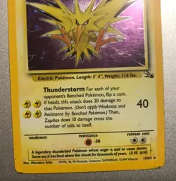 Pokemon TCG Zapdos 15/62 Fossil Set - Image 3