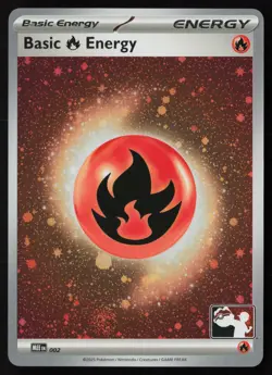 Pokemon Basic Fire Energy - Cosmos Holo MEE 002 Prize Pack Series 8 - NM - Image 1