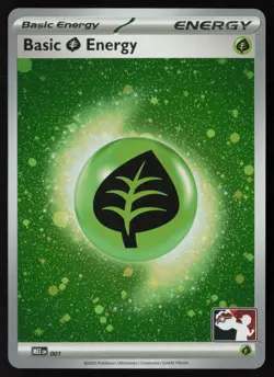 Pokemon Basic Grass Energy ME: 001 Prize Pack Series 8 Cosmo Holo Pack Fresh NM - Image 1