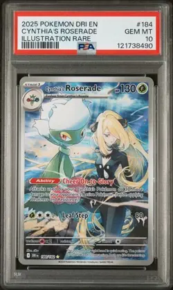 2025 POKEMON DRI EN-DESTINED RIVALS ILLUSTRATION RARE CYNTHIA'S ROSERADE PSA 10 - Image 1