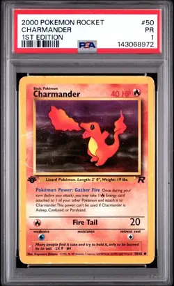 PSA 1 Charmander 1st edition Team Rocket #50 2000 Pokemon WoTC PR - Image 1