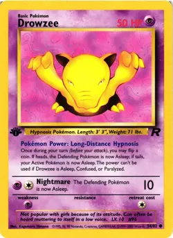 Pokemon TCG Drowzee Common 1st Edition Team Rocket 54/82 DMG - Image 1