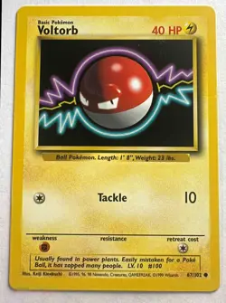 1999 Pokemon Base Set Unlimited Voltorb #67/102 Common - Image 1