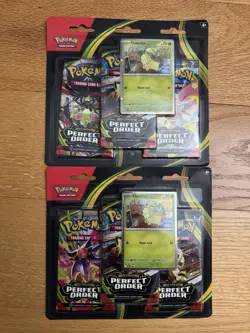 2X Pokemon TCG ME03 Perfect Order 3 Pack Blister Chikorita Sealed New - Image 1
