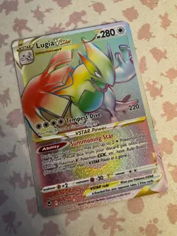 Pokemon TCG Lugia VSTAR Rainbow Secret Rare Card Silver Tempest 202/195 - Image 1