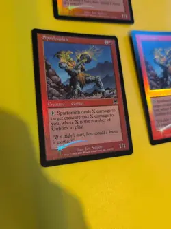 Sparksmith x3 Goblin Onslaught. MTG Card. Old vintage FOIL. Shooting star. - Image 3