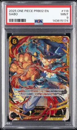 2025 ONE PIECE PRB02-PREM BOOSTER -ONE PIECE CARD THE BEST- VOL.2 SABO PSA 9 - Image 1