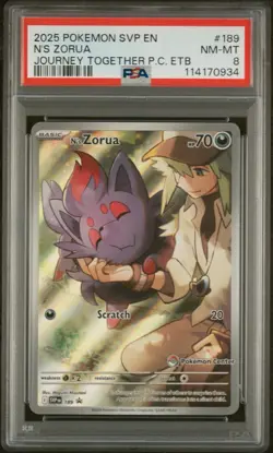 PSA 8 N's Zorua SVP 189 (Pokemon Center) Stamped Black Star Promo PC Exclusive - Image 1