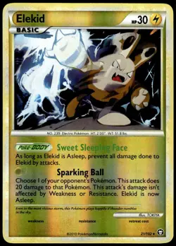 Elekid 21/102 Rare HGSS Triumphant Pokemon Reverse Holo LP - Image 1