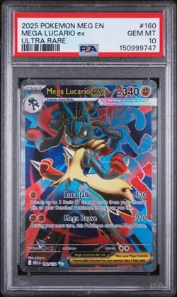 2025 POKEMON MEG EN-MEGA EVOLUTION ULTRA RARE #160 MEGA LUCARIO EX PSA 10 - Image 1