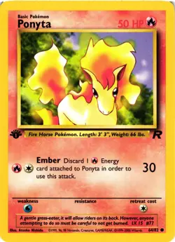 Pokemon TCG Ponyta 64/82 1st Edition Team Rocket Common VLP - Image 1