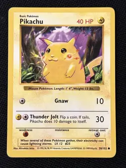 Pokemon Pikachu Red Cheeks 58/102 Base Set (Shadowless) *Near Mint* - Image 1