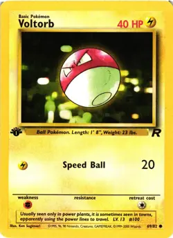 Pokemon TCG Voltorb Team Rocket 69/82 1st Edition Common LP - Image 1