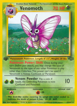 Venomoth 29/64 Rare Jungle Pokemon Unlimited Moderately Played - Image 1