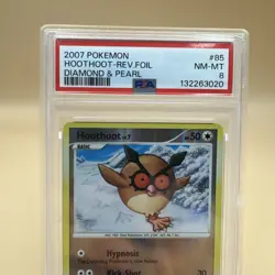 2007 Pokemon Diamond & Pearl Hoothoot Reverse Holo 85/130 PSA 8 - Image 2