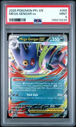 2025 POKEMON PFL EN-PHANTASMAL FLAMES #056 MEGA GENGAR EX PSA 9 - Image 1