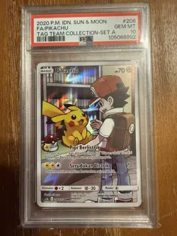 2020 PIKACHU IND. SUN & MOON TAG TEAM COLLECTION #206 POKEMON PSA 10 - Image 1