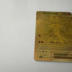 Pokemon Mega Lucario EX Gold Secret Rare ME01 188/132 Mega Hyper Rare 340 HP - Image 2
