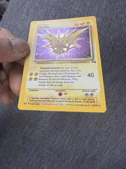 Pokemon TCG Zapdos Holo Rare Card 15/62 Fossil Set Vintage WOTC NEAR MINT - Image 1