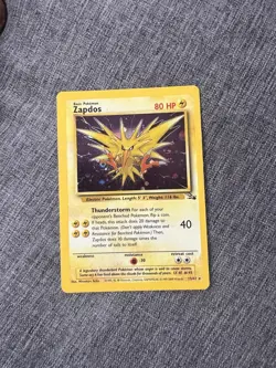 Pokemon TCG Zapdos Holo Rare Card 15/62 Fossil Set Vintage WOTC NEAR MINT - Image 3