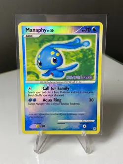 Manaphy 9/130 Stamped Reverse Holo Rare Diamond & Pearl Pokemon TCG LP - Image 1