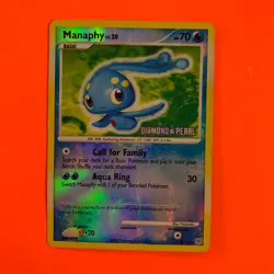 Manaphy Reverse Holo Rare 9/130 - HP Diamond Pearl Pokemon Card TCG D&P Stamped - Image 2