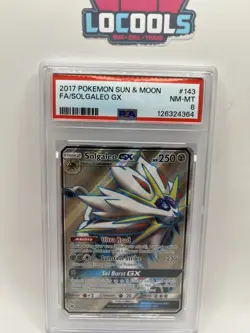 2017 POKEMON SUN & MOON #143 FULL ART/SOLGALEO GX PSA 8 NM - Image 1