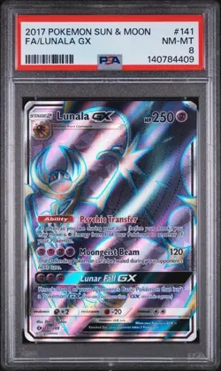 2017 Pokemon Sun & Moon FA Lunala GX 141 PSA 8 - Image 1