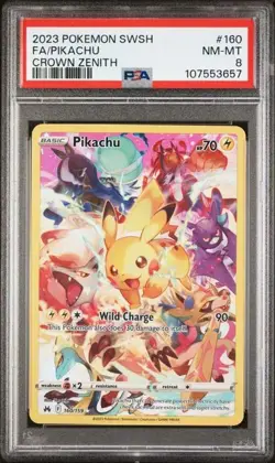 2023 POKEMON - SWORD & SHIELD - CROWN ZENITH - #160 - PIKACHU - PSA 8 - Image 1