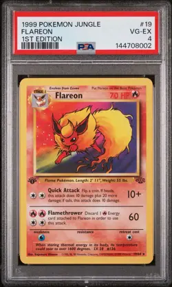 Pokemon TCG Flareon Jungle 19/64 1st Edition Rare PSA 4 - Image 1