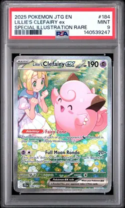 2025 POKEMON JTG EN-JOURNEY TOGETHER #184 LILLIE'S CLEFAIRY EX PSA 9 - Image 1