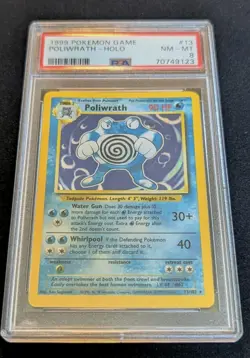 Poliwrath Holo PSA 8 Base Set 1999 WOTC Unlimited #13 Vintage Pokemon - Image 2