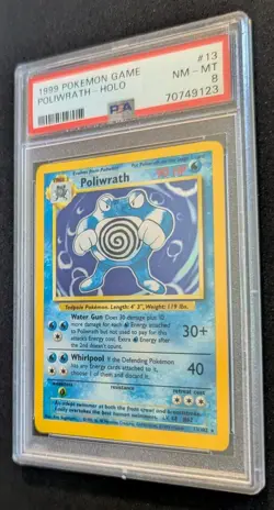Poliwrath Holo PSA 8 Base Set 1999 WOTC Unlimited #13 Vintage Pokemon - Image 3