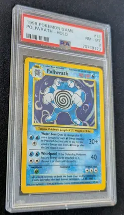 Poliwrath Holo PSA 8 Base Set 1999 WOTC Unlimited #13 Vintage Pokemon - Image 4