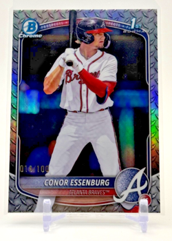 2025 Bowman Draft 1st Chrome STEEL METAL REFRACTOR /100 Conor Essenburg Braves - Image 1