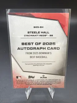 2025 Bowman's Best Steele Hall Green Refractor Prospect Auto /99 Cincinnati Reds - Image 2