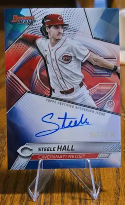 Topps 2025 Bowman Best Steele Hall Best of 2025 Auto #B25-SH /150 Reds - Image 1