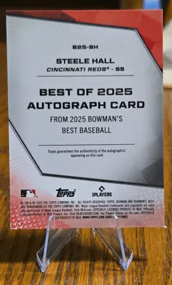 Topps 2025 Bowman Best Steele Hall Best of 2025 Auto #B25-SH /150 Reds - Image 2