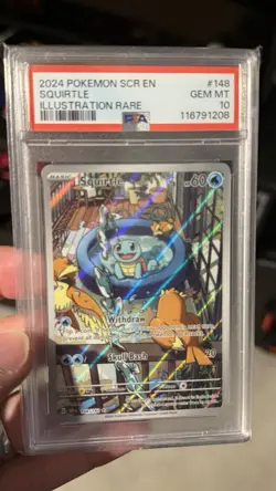 Pokemon TCG Squirtle Stellar Crown Illustration Rare Card 148/142 PSA 10 - Image 1