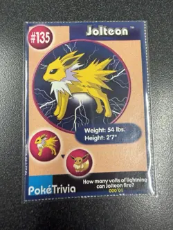 Jolteon Vintage Burger King Mewtwo Strikes Back 1999 Poketrivia Card - Image 1