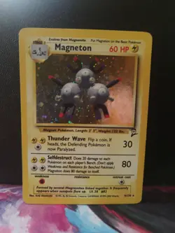 Magneton Base Set Holo Rare Card 9/102 With Half Swirl Damaged - Image 1